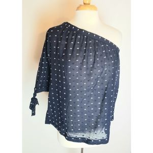 NWT Loft Navy Blue One Sleeve Top M